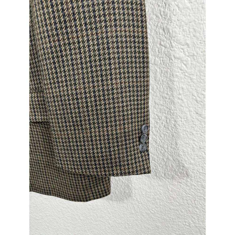 Vintage Orvis Blazer Mens 44S‎ Brown Houndstooth Wool Sport Coat Two Button